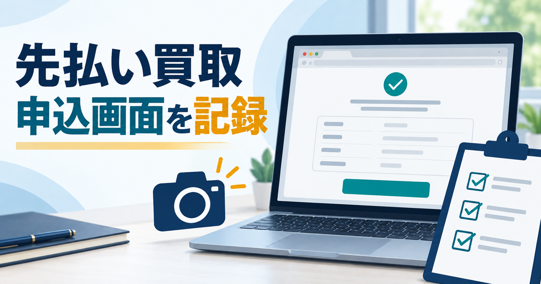 先払い買取の申込み確認画面とチェックリスト